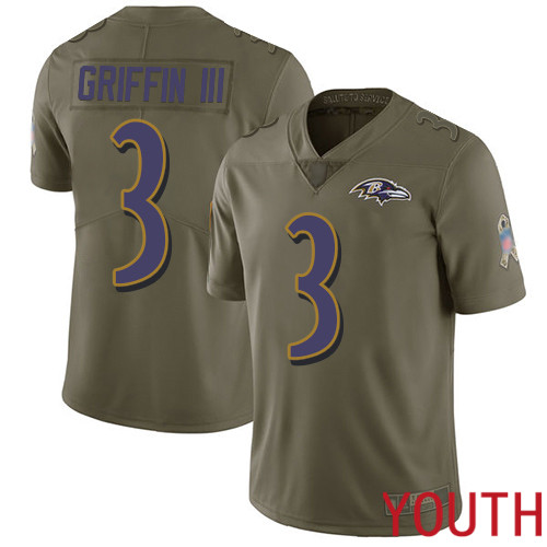 Baltimore Ravens Limited Olive Youth Robert Griffin III Jersey NFL Football #3 2017 Salute to Service